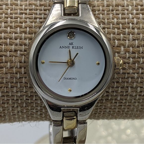 Anne Klein Diamond Gold Silver Tone Watch 6.5\